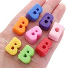 10pcs Letter 3D Beads -Random Color Mixing Of Number Beads, English Letter Beads- Used For Jewelry Creative DIY Make, Such As Bag Chains, Waist Chains,Phone Chains Accessories