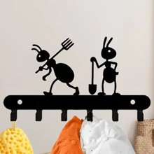 1pc [Hot Selling] Two Ants Metal Decorative Key Hook, Key Holder Rack, Door Back Wall Garage Key Hook Decor, Hanging Hook Decor, Wall Decor, Suitable For Coat, Hat, Towel, Kitchen, Bathroom, Entryway For Umbrella, Raincoat, Bag, Easy Installation