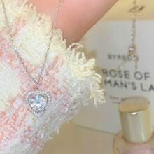 1pc S925 Sterling Silver Dainty Artistic Luxurious Sense Diamond Heart Shape Pendant Necklace