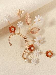 1 Golden Ear Clip Butterfly Ear Clip Bridal Headpiece Retro Female Hair Accessories Antique Style High End Wedding Ear Hanging