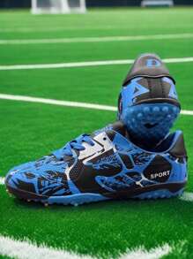 轻便透气足球鞋，经典时尚简约轻便防滑耐用模压鞋钉足球鞋，低帮流行实用户外运动模压鞋钉足球训练鞋 - 藍色 - 查看 7