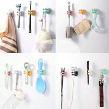 Set de 6 soportes de silicona para cepillos de baño, soporte para cuchillos de ducha montado en la pared con adhesivo, ganchos multifuncionales lindos para niños para cocina, sala de estar, oficina, que se pueden usar para colgar cepillos, prácticos y útiles