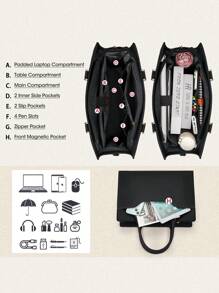 NEWHEY Laptop Bag For Women 15.6 Inch Laptop Tote Bag Waterproof Leather Work Bag Lightweight Laptop Briefcase Professional Women Business Office Bag Travel Handbag Shoulder Bag - Multicolor - View 7