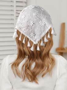 1 chiếc khăn choàng cổ tam giác tua rua hoa/băng đô, thích hợp để đội hàng ngày, khăn trùm đầu Bandana, khăn trùm đầu - Nhiều màu - Xem 1