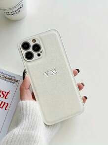 1pc Personalized Phone Case, Compatible With IPhone 16, 15, 14, 13, 12 And 11 Pro Max, Featuring Luxury 3D Silver Hot Pressing Craft And Faux Leather Shock-Absorbing Design, An Ideal Gift Choice