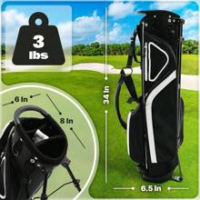 Ultra-Lite Golf Stand Bag - 3 Lbs, 4 Way Divider Portable Golf Carry Bag, Golf Club Bag With Rain Hood, Water-Repellent Golf Travel Case - Golf Gifts For Men And Women - 黑色 - 查看 3