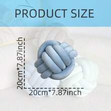 天蓝色装饰抱枕球结抱枕适用于家居椅子沙发美观圆形天鹅绒打结抱枕垫