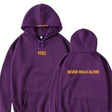 Unisex Hoodie Kpop Print StreetWear 100% Cotton - 紫色 - 查看 1