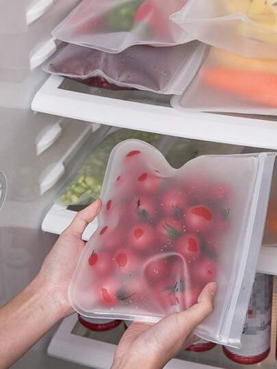 1pc Plastic Food Storage Bag, Reusable Silicone Freezer Fresh-Keeping Bag Container, Refrigerator Sealed Storage Bag