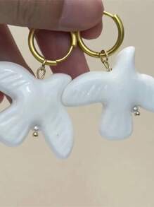 120CM 可调节绳链陶瓷白色动物项链女式不锈钢珍珠串珠长项链派对珠宝 - a - 查看 4