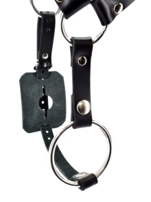 Black PU Leather Bodysuit, Waist-Slimming Design With Rivet Belt, Highlights Personal Style - Black - View 2