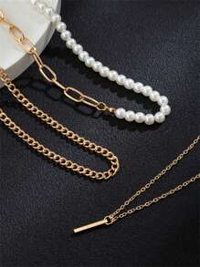 男士珍珠项链，高端时尚百搭时髦多层项链，简约男士珠宝，锁骨链