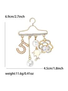 Fashionable Faux Pearl Camellia Hanger Brooch For Women Dress Suit Pin Accessories Party Banquet Gift - Hanger - View 5