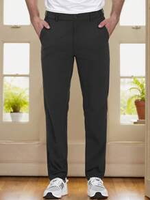 SANOPY 2 Pack Men's Classic Fit Solid Color Fashion Flat Front Dress Pants With Strap Pockets - 彩色 - 查看 3