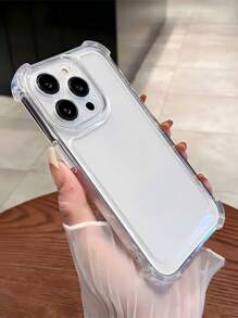 1 pieza Funda de teléfono transparente con borde completo antideslizante y antigolpes, compatible con iPhone 11/12/13/14/15/16 Pro Max