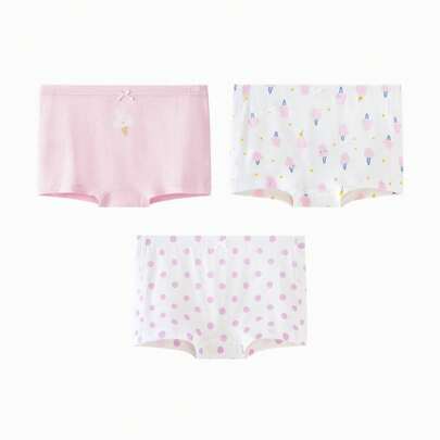 3パック ガールズ抗菌ボクサーショーツ、ソフトで通気性があり、締め付けがない
