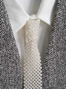 قطعة واحدة ربطة عنق كورية النمط للنساء، إكسسوار تنكري، إكسسوار زفاف، ربطة عنق زخرفية، ربطة عنق مصنوعة يدويًا من اللؤلؤ المنسوج، ربطة عنق مفرغة، تناسب القميص، طوق كاذب، ربطة عنق مسطحة مصنوعة يدويًا من خرز منسوج ومطرز باللؤلؤ المفرغ، متعددة الاستخدامات، طوق ربطة عنق كاذبة وشاح زخرفي، مناسب للمناسبات والحفلات والأعراس والمسارح والشاطئ والعطلات والاستخدام اليومي مع الفساتين لديكور عيد الميلاد