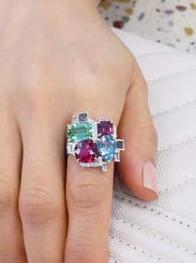 1 PC Gorgeous Cubic Zirconia Ring For Women For Valentine's Day Gift Wedding Anniversary Party Jewelry,Mom,Mother,Mother's Day,Gift - 1# - View 4