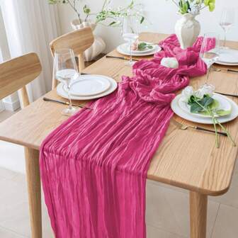 1pc Bohemian Cheese Cloth Table Runner, Sheer Vintage Country Style Table Scarf, Long Romantic Wedding Bridal Shower Birthday Party Decor Runner