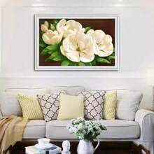 qingfei Blue Fly Precision Cross Stitch Gardenia Bloom, Modern Minimalist Fully Stitched Embroidery Painting Of Peony, Living Room & Bedroom