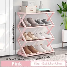 1pc 4-Tier X-Shaped Shoe Rack, Multifunctional Dust-Proof Shoe Rack, Easy Assembly Simple X-Shaped Shoe Rack For Home/Student Dorm, Sturdy Dual-Layer Steel Pipe Disassembly Foldable Shoe Cabinet, Suitable For Entrance, Wardrobe, Garage - Multicolor - View 13