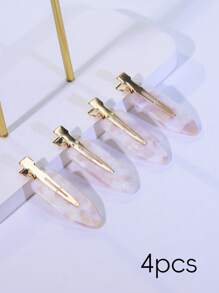 4pcs Metal Shards Transparent Hair Clip. No Trace Hair Clip. The Golden Fragments Are Random. Suitable For Wearing In Any Scenario, Hair Accessories, Head Accessories - Multicolor - View 13