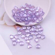 24pcs 8mm Iridescent Glass Crystal Heart-Shaped Beads, Faceted Heart Loose Beads For Necklace, Bracelet, DIY Jewelry Craft, Clothing And Gift Accessory