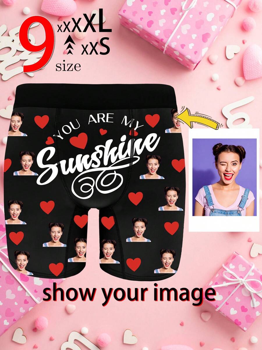 1pc Custom Boxers For Men, Personalized Men's Underwear, Custom Boxer Briefs, Personalized Boxers For Husband, Custom Funny Faces Boxers Briefs, Valentine Gift, Anniversary Gift, Birthday Gift, Wedding Gift, Best Friend Gift, Gift For Boyfriend, Gift For Husband, Gift For Him - Black - View 1