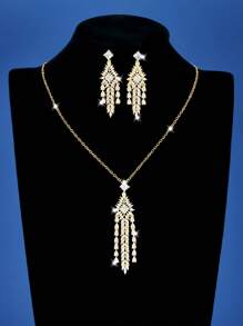 DV JEWELRY 3 件套：白金和 18K 镀金锆石项链、手链、耳环、开口戒指珠宝套装、女士奢华珠宝、派对、周年纪念礼物 - DV2SB01004 - 查看 11