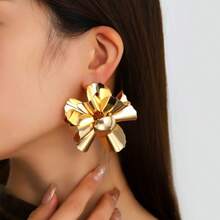 1 Pair Punk Style Floral Earrings, Suitable For Women's Daily Wear