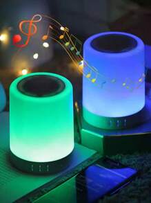 Premium 7-Color Tap Lamp Bluetooth Speaker, Handheld Touch Control TF Card Slot Speaker, High Quality Rechargeable Bass Booster Large Volume Tap Lamp Bluetooth Speaker