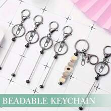 4/9/16pcs Beading Keychain Findings, Zinc Alloy Blank Beading Keychain DIY Accessory Kit For Pendant Bead Keychain Making, Jewelry Making, Gift