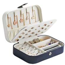 Travel Jewelry Box, PU Leather Small Jewelry Organizer For Women Girls, Portable Mini Travel Case Display Storage Holder Boxes For Stud Earrings, Rings, Necklaces, Bracelets