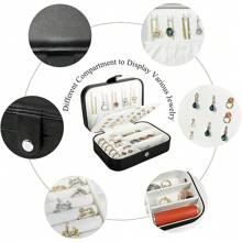 Travel Jewelry Box, PU Leather Small Jewelry Organizer For Women Girls, Portable Mini Travel Case Display Storage Holder Boxes For Stud Earrings, Rings, Necklaces, Bracelets