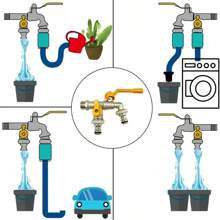 Garden Hose Brass Tap Faucet Adapter 1/2'' IBC Water Tank Connector 2-Way 1-Way Irrigation Joint Replacement Fitting Ball Valve