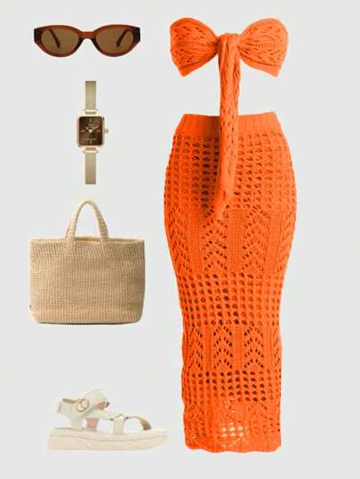 Korean Style Christmas Casual Boho Holiday Party Vintage Clothes Women Old Money Style Cute Airport Streetwear Country Concert Outfit Co-Ords Sets Women Cosplay Halloween Costume Halloween 2025 Sexy Witch Costume Going Out Y2K Country Concert Outfit Fall Skirt For Women Winter Outfit For Women Goth Series Strapless Bow High Waist Bodycon Sexy Beach Resort Hollow Out Knit Suit