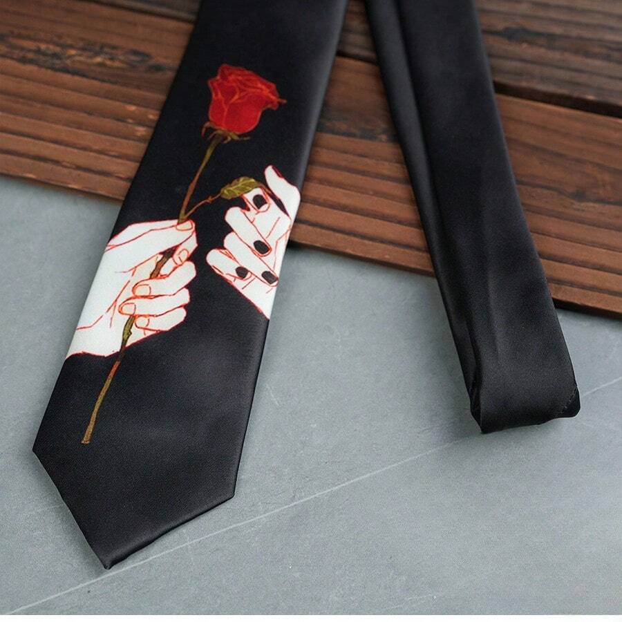 1pc New Embroidered Necktie, With Unique Animal & Figure Patterns, Bold & Innovative Style For Distinctive Looks