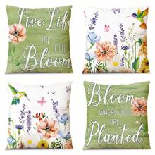 1pc Polyester Floral Pattern Digital Printed Single-Sided Decorative Throw Pillow Cover, For Home Decor, Suitable For Multiple Scenes, Without Pillow Insert - Multicolor - View 3