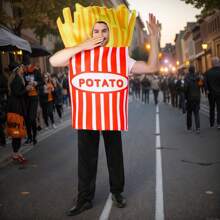 Adult Men French Fries Costume Cosplay Fun Food Potato Costumes - Multicolor - View 2
