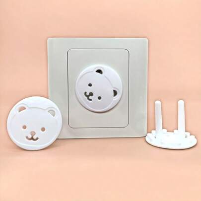 10 件卡通熊电源插座插头，欧式电源插座盖，用于儿童保护