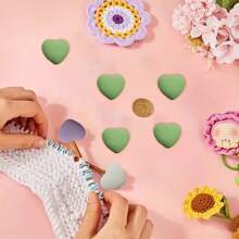 6-16pcs Silicone Heart-Shaped Knitting Needle Protectors, Knitting Accessories And Supplies For Beginners, DIY Crafts, Knitting And Crochet Tools, Needle Tip Covers In Lavender Purple, White, Grass Green, Cream, Rose Pink, Turquoise Blue - Multicolor - View 10