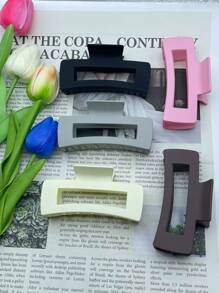 6pcs/Set Women Barrettes, Black White Brown Rectangular Tooth Design Hair Clips, Fashion & Versatile, Suitable For Everyday, Outdoor, Holiday, Party, All Seasons