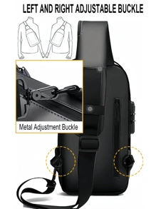 男士牛津纹理斜挎包带密码锁 - 时尚摩托车斜挎包带手机袋，拉链开合适合日常通勤，防盗斜挎胸包 - 休闲运动旅行斜挎包带可调节肩带，多口袋腰包，适合户外旅行、婚礼、复活节，是送给父亲、丈夫、男朋友和老师的完美礼物
