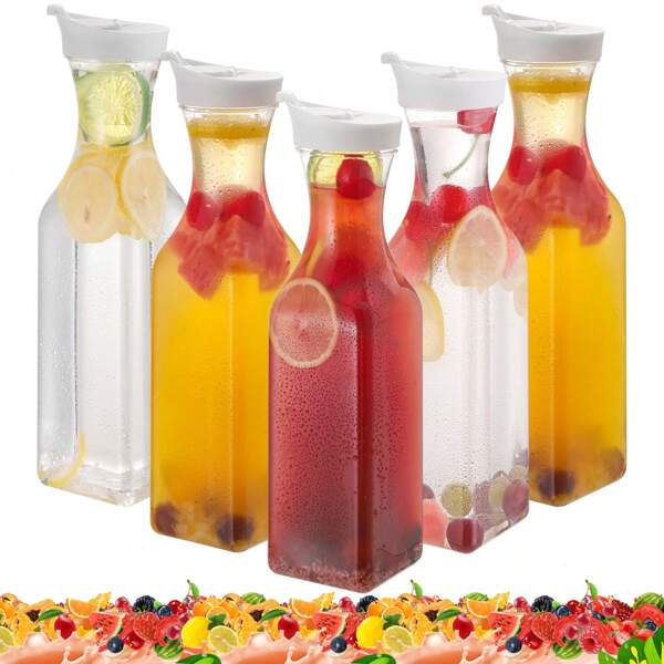 20/5/2pcs Sports Plastic Water Bottle, 33oz/50oz Portable Bottle,For Mimosa Bar,Lemonade, Iced Tea ,Milk Container, Clear Beverage Containers For Fridge.Suitable For Outdoors, Travel, Banquets And Weddings