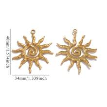 5pcs Stainless Steel Fashionable Hundred Sun Moon Heart Pendant DIY Necklace Earrings Jewelry Accessories Making Daily Wear Gifts