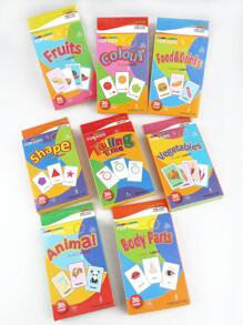 1set Kids Early Educational Cognitive Toys, English Flashcards Animals Transport Learning Cards, Fun Toddler Intelligence Cards