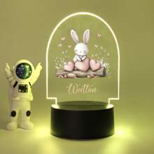 1pc Custom Bedroom Decoration, Custom Easter Bunny Love Creative Style, Custom Light Plate, 3D Light Illusion LED Nightlight, Warm Light Birthday Gift Party Gift Table Lamp Nightlight, Custom Name Creative Light Plate, Custom Personalized Name Nightlight, Christmas Gift, Gift For Family And Friends, Creative Gift Christmas Gift, Custom Nightlight, Custom Party Decoration, Custom Lighting.