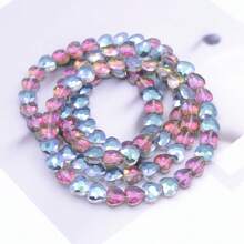 24pcs 8mm Iridescent Glass Crystal Heart-Shaped Beads, Faceted Heart Loose Beads For Necklace, Bracelet, DIY Jewelry Craft, Clothing And Gift Accessory