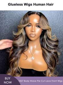 Glueless 5x5 Body Wave Lace Front Wigs Human Hair #1B/27 Highlight Ombre Lace Front Wig Human Hair Blended Hair 12A Pre Cut Lace Wigs Human Hair 13x4 Lace Front Wig Pre Plucked Colored Wigs Human Hair (360 Balayage Wig) 220% Density - Highlight Balayage 1B27 - 查看 1