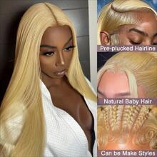 30 Inch Honey Blonde Wig Human Hair 13x6 Straight Honey Blonde HD Lace Front Human Hair Wig 180% Density Colored Wigs Human Hair 27# Glueless Lace Frontal Wigs - Gold - View 5
